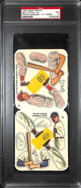 RARE Dual Panel 1957 Swift Meats Richie Ashburn & Bill Tuttle Graded PSA 5